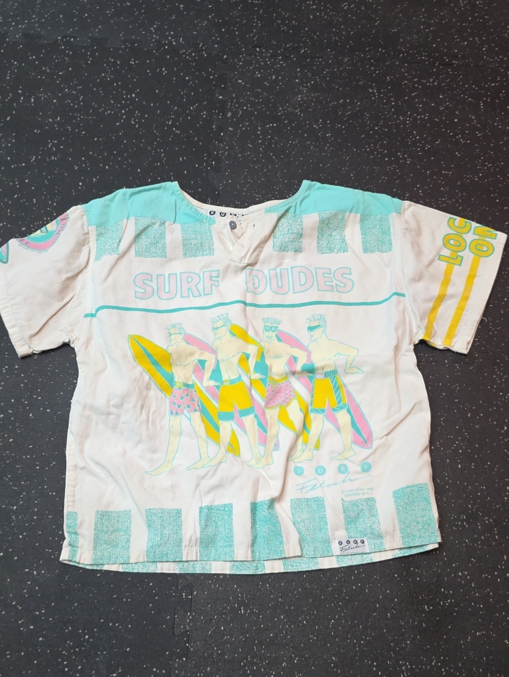 80's Surf Dudes Graphic Tee - White & Teal